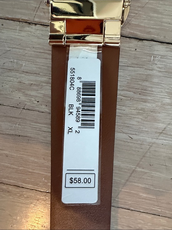 Michael Kors Black Belt with Gold MK Circle Buckle main image 2